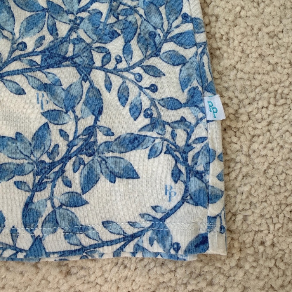 Posh Peanut Blue & White “Allegra” Print 2-piece Short Sleeve Pajama Set - Picture 3 of 8